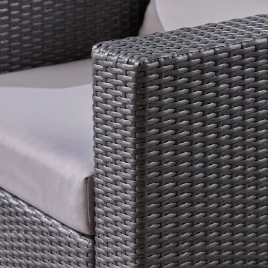 Santa Rosa 8pc Wicker & Aluminum Sofa Dining Set - Gray/Silver - Christopher Knight Home image {3}