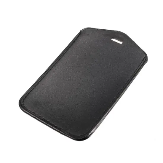 Unique Bargains Faux Leather Neck Strap Vertical Bussiness Card Holder Black 4.3" x 2.8'' image {1}