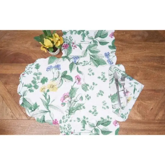 C&F Home Marcy Blooms Scalloped Placemats Set of 6 Floral Design All, 13" x 19" image {6}