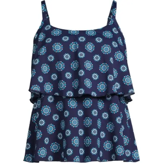 Lands' End Women's Chlorine Resistant Scoop Neck Tiered Tankini Swimsuit Top image {3}