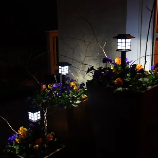 LumaBase Solar-Powered Ground Lights, Black Window - Set of 4 image {3}