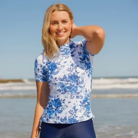 Calypsa Womens  Womens Mock Neck Adele Swim Top image {5}