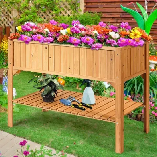 Raised Garden Bed Elevated Planter Box Shelf Standing Garden Herb Garden Wood image {2}
