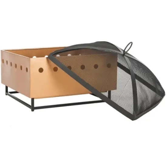 Wyatt Square Outdoor Fire Pit - PIT2004 - Copper/Black - Safavieh image {2}