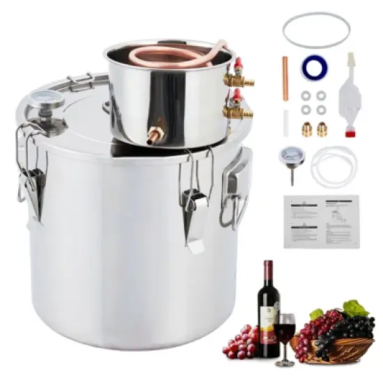 Garvee Alcohol Still Stainless Steel Alcohol Distiller Copper Tube Spirit Boiler with Build-In Thermometer for Brewing Whisky Wine Brandy image {7}