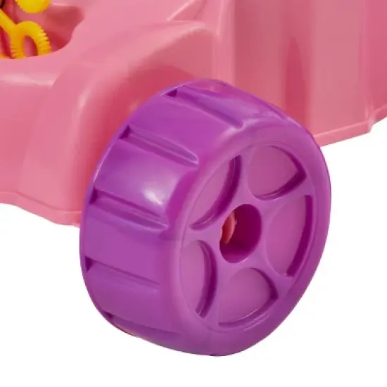 Toy Time Kids' Lawn Mower Bubble Blower Machine Push Toy - Pink/Purple/Orange image {10}