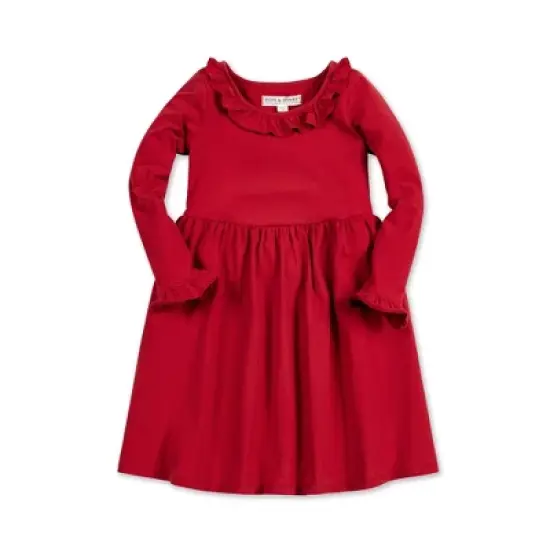 Hope & Henry Girls' Long Sleeve Ruffle Trim Knit Dress, Infant image {5}