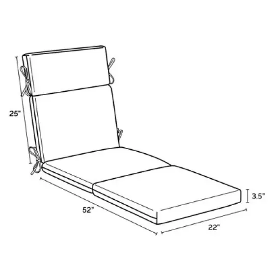 ARDEN Outdoor Chaise Lounge Cushion 22 x 77 image {2}