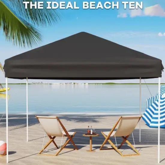 GustoWave Adjustable Height Outdoor 10x10Ft Pop Up Portable Canopy Tent with Carrying Bag for Parties, Camping image {3}