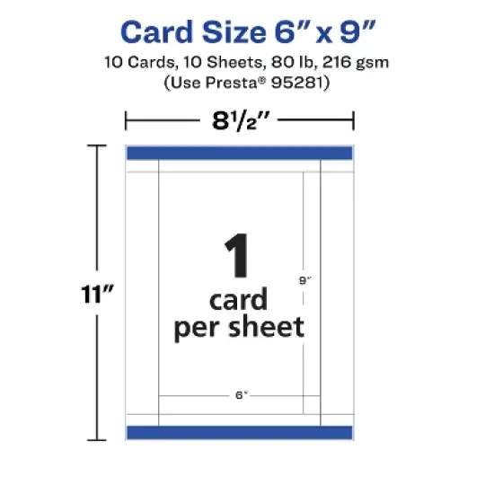 Avery Printable Rectangle Cards with Sure Feed Technology, 6" x 9", Matte White Cardstock, Print-to-the-Edge, Laser/Inkjet Cards, 10 Total image {4}