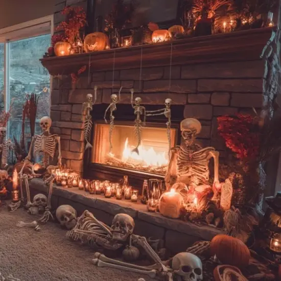 Yescom 4Pcs 16" Posable Mermaid Skeleton Halloween Decoration Movable Bone Pirate Theme Outdoor Yard image {6}