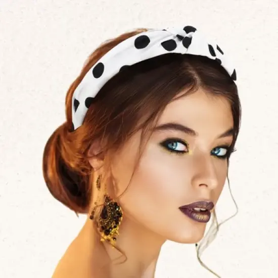 Unique Bargains Women's Polka Dot Knotted Headband 1 Pc image {3}