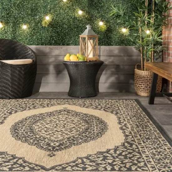 nuLOOM Fiona Medallion Indoor and Outdoor Patio Area Rug image {7}
