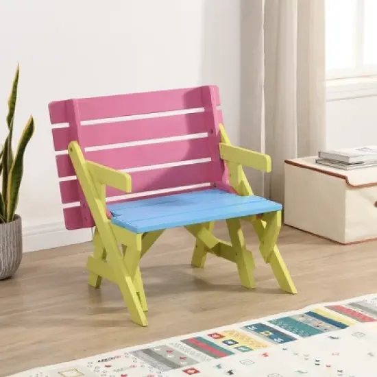 Yinvani Colorful Wood Multifunctional Children's Armchair with Integrated Table and Chair image {3}
