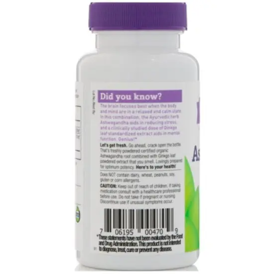 Oregon's Wild Harvest Ashwagandha Ginkgo, 90 Vegan Capsules image {2}