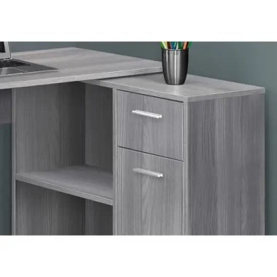 Monarch Specialties Workstation with Storage Shelves and Cabinet for Home & Office-Contemporary Style L Shaped Computer Desk, 46" L image {3}
