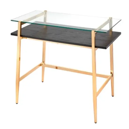 Thayer Mid Century Glass Desk Bright Gold - Lifestorey image {4}