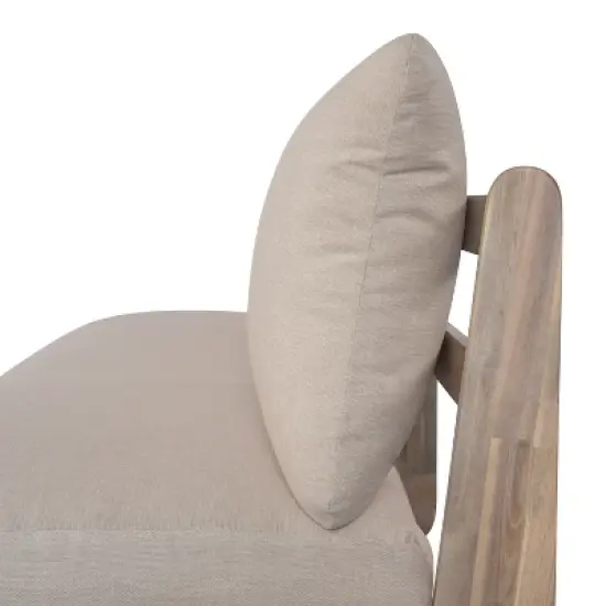 Christopher Knight Home Ryneth 69'' Mid-Century Modern Outdoor Acacia Wood 3-Seater Sofa with Thick Cushion image {6}