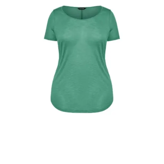 Women's Plus Size Slub Tee - spearmint | EVANS image {2}