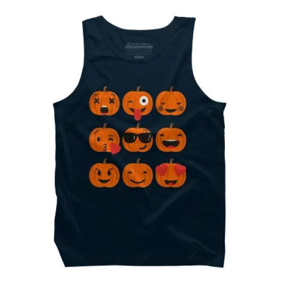 Men's Design By Humans Halloween Pumpkins Emoji By honeytree Tank Top image {5}