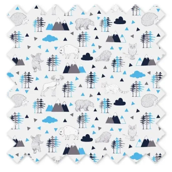 Bacati - Woodlands Aqua/Navy/Gray Boys Cotton Crib/Toddler Boys Cotton Crib Skirt image {1}