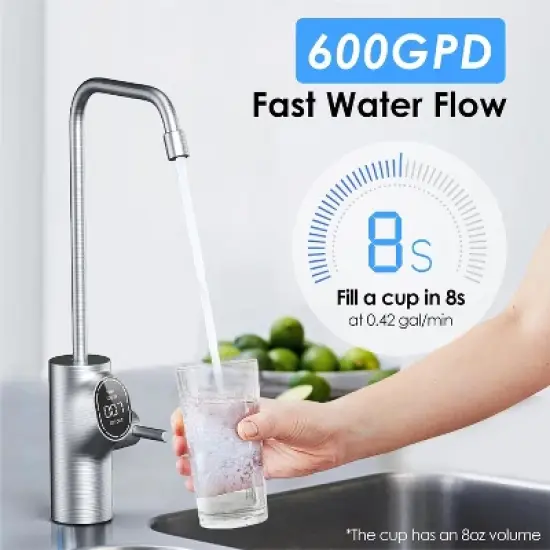 Waterdrop D6 Reverse Osmosis Water Filter, 600 GPD Under Sink Reverse Osmosis System, Extra Remineralization Independent Filter image {6}