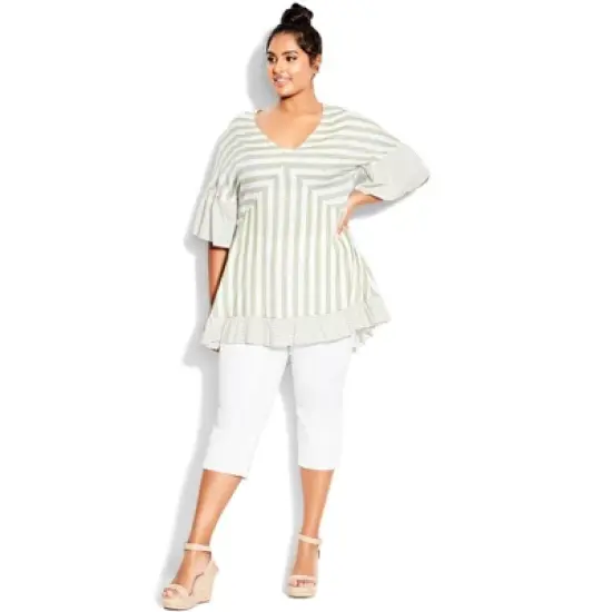 Women's Plus Size Hattie Stripe Tunic - olive | EVANS image {3}
