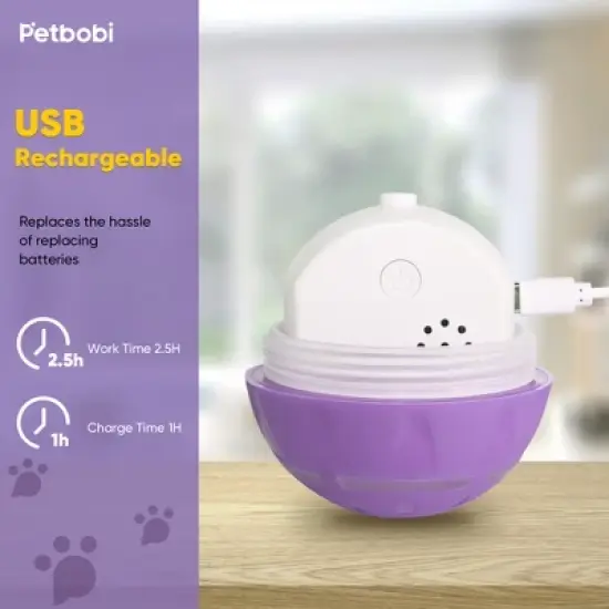 Petbobi Interactive Toy Dog Ball for Medium and Large Dogs, Active Rolling Ball for Dogs with LED Flash Light and USB Rechargeable, Purple image {4}