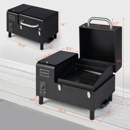 Costway Electric Wood Pellet Grill and Smoker Tabletop w/ Temperature Probe image {3}