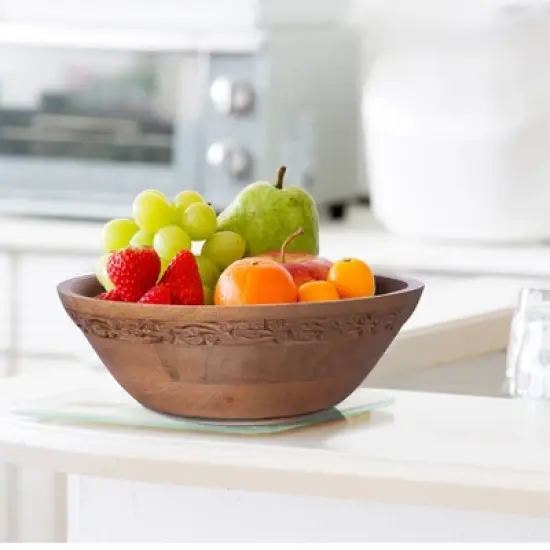 Mela Artisans Wooden Serving Bowls (white) (12" x 4.5" x 11") image {1}