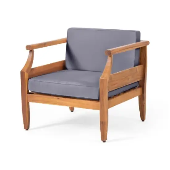 FIONECA Acacia Wood Club Chairs, 500lbs Capacity Outdoor Armchairs with Thick Cushions, Teak Finish Patio Furniture for Garden/Porch image {4}