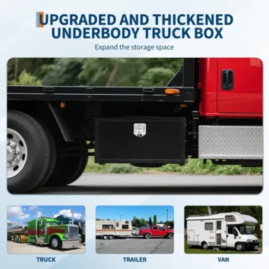 24" Metal Truck Tool Box, Heavy Duty Tool Chest Organizer With Lock and Keys, Truck Bed Toolbox for Pick Up, Trailer, Utility Tractor, Deck Box image {7}