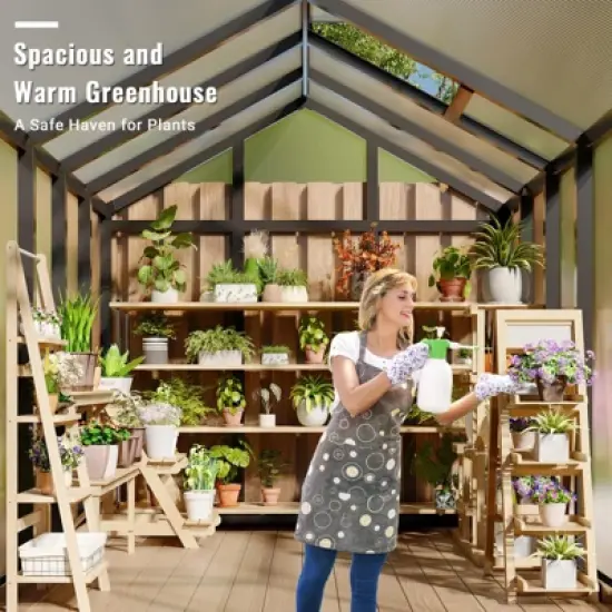 Greenhouse for Outdoors, Polycarbonate Greenhouses with Quick Setup, Aluminum Frame and Roof Vent, Lockable Door image {1}