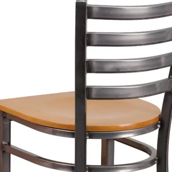 Flash Furniture Clear Coated Ladder Back Metal Restaurant Barstool image {5}