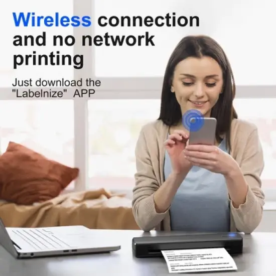 POLONO Portable Printer Wireless for Travel, D810 Bluethooth Thermal Printer Support for 8.5"x11" US Letter, Black image {4}