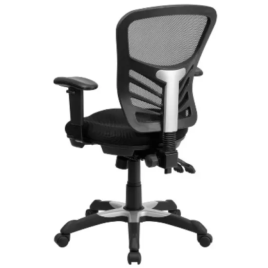 Emma and Oliver Mid-Back Black Mesh Multifunction Ergonomic Office Chair with Adjustable Arms image {6}