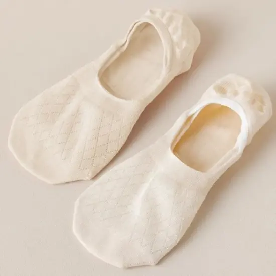 Alilang Women's Solid No Show Socks Non Slip Cotton 6Pk image {2}