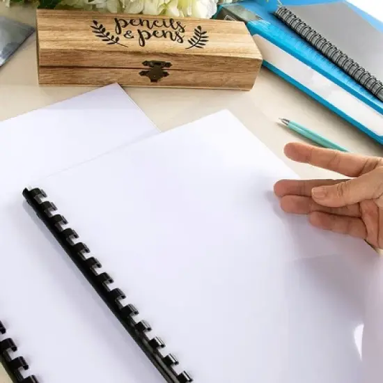 Juvale 100 Pack Clear Presentation Cover Sheets, Transparent Binding Cover for Business Documents, School Projects, 10-Mil, Clear, 8.5x11 In image {2}