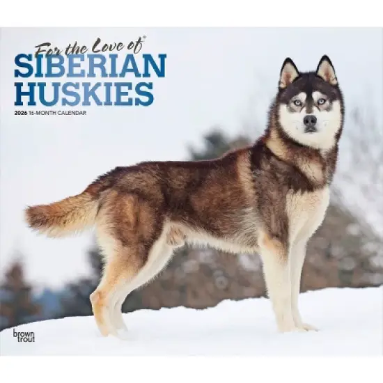 BrownTrout For the Love of Siberian Huskies 2026 14"x24" Hanging Deluxe Wall Calendar Plastic-Free image {9}