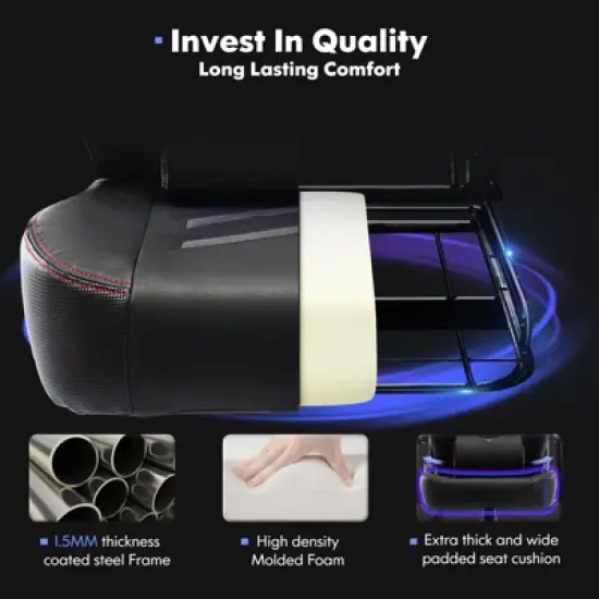 Sweat-proof PU Leather Gaming Chair Fixed up Armrest Lumbar Support Ergonomic Arm Chair With Double Arm & Footrest image {6}