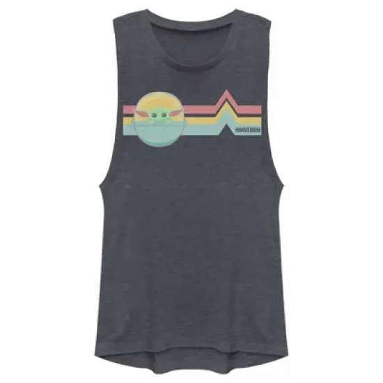 Junior's Star Wars: The Mandalorian The Child Retro Stripes Festival Muscle Tee image {3}