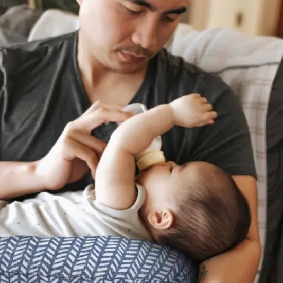 Boppy Original Support Nursing Pillow - Blue Herringbone image {6}