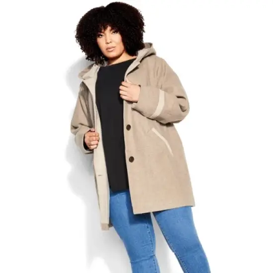 Women's Plus Size Cindy Faux Wool Coat - chocolate | AVENUE image {3}