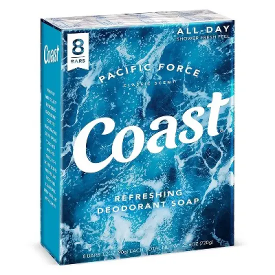 Coast Refreshing Deodorant Soap Bar 8 Bars Classic Pacific Force Scent (Pack of 8) image {4}