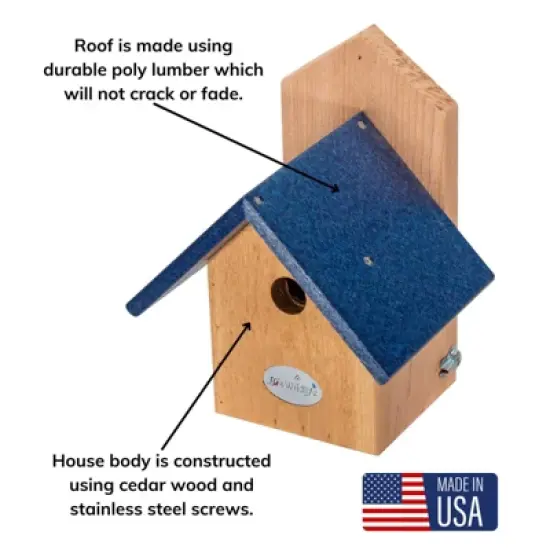 JCS Wildlife Chickadee Post Mount Birdhouse with Recycled Poly Lumber Roof image {2}