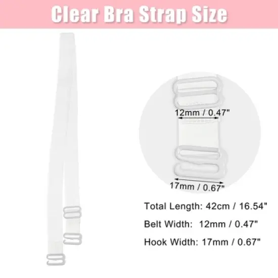 Unique Bargains ABS Non-Slip Adjustable Invisible Clear Bra Shoulder Strap Transparent 3 Pair image {3}