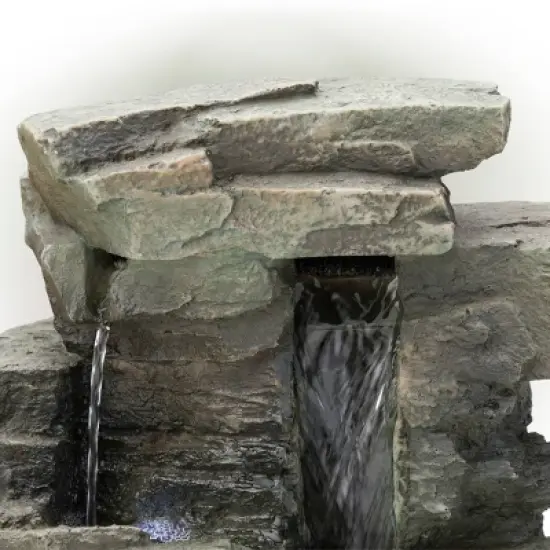 13" Resin Waterfall Tabletop Fountain with LED Lights Gray - Alpine Corporation image {5}