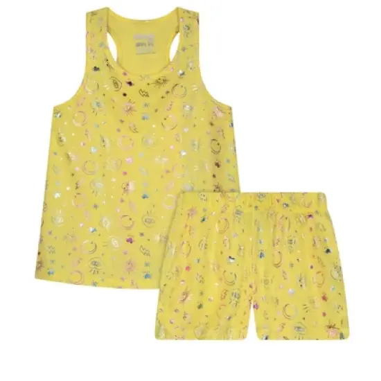 Sleep On It Girls Yellow Celestial 2-Piece Tank Pajama Shorts Sleep Set image {6}