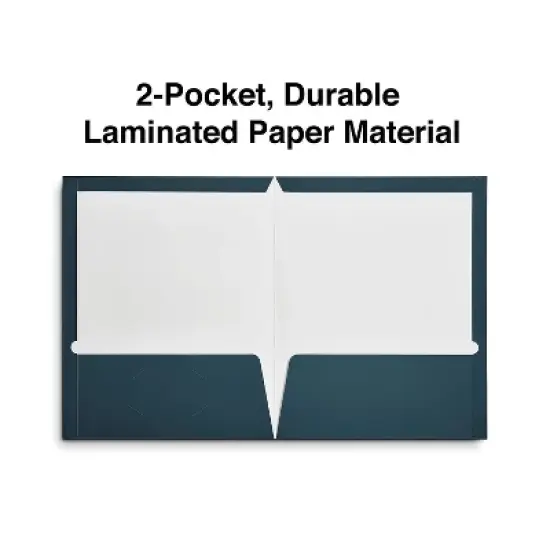 Universal Laminated Two-Pocket Folder Cardboard Paper Navy 11 x 8 1/2 25/Pack 56418 image {2}
