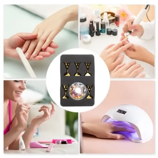 Unique Bargains Durable Nail Display Stand Colorful Gold Tone 1 Set image {4}